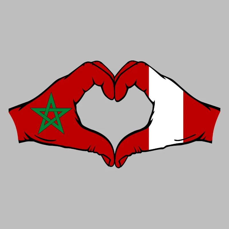 Maroc Pérou Drapeau Mains Coeur Forme