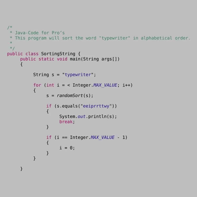 code Java drôle pour trier