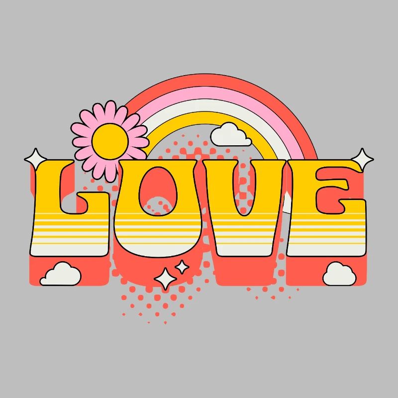 Amour Écriture Fleur Arc-en-ciel Nuages Art