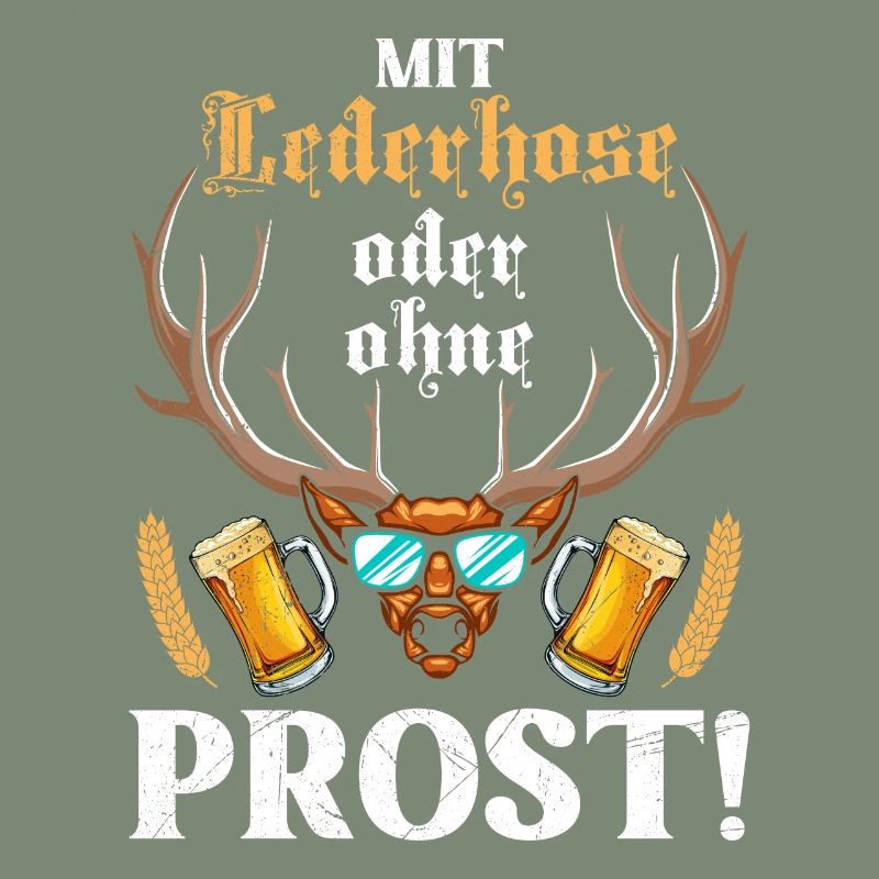 Mit oder ohne Lederhose Prost! Biertrinker