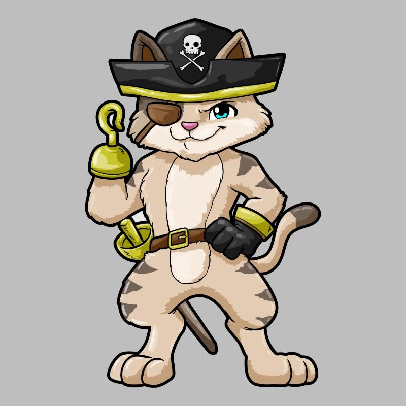 Chat comme un pirate avec un poignard et un sabre