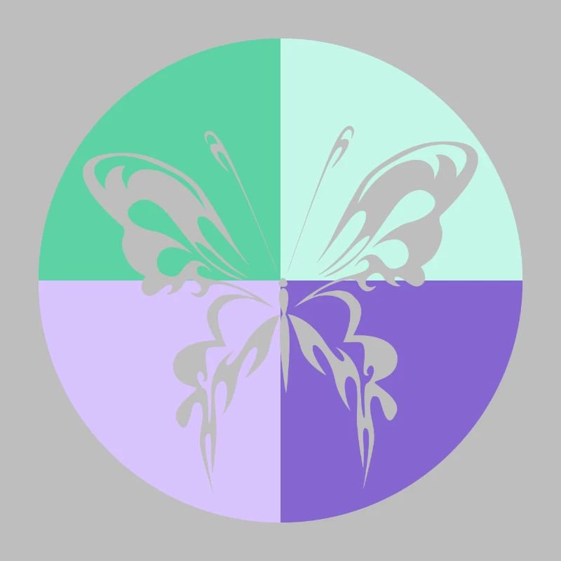 Quatuor de papillons Vert Violet