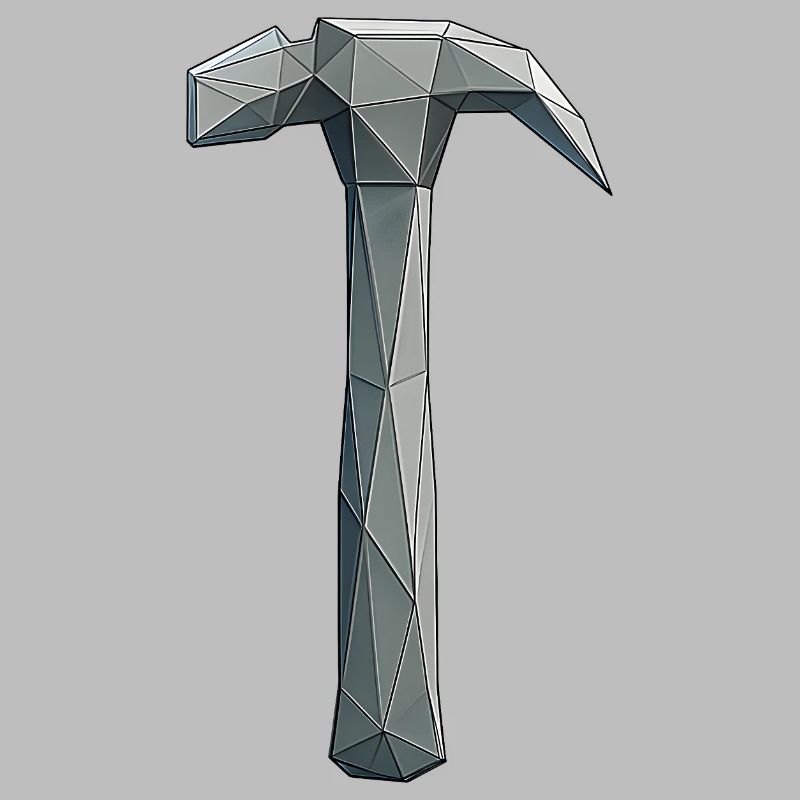 Marteau Low Poly - Outil artisanal