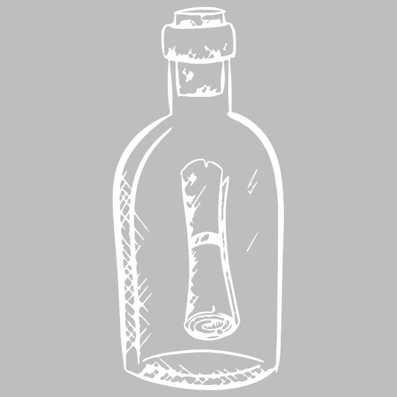 Message dans une bouteille dessinée à la main