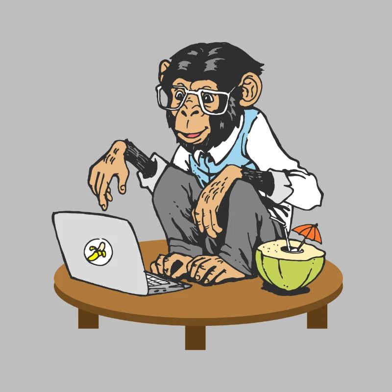 Singe devant l'ordinateur portable
