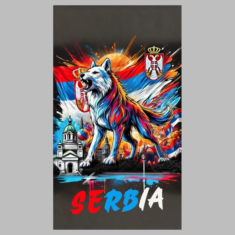 Conception du drapeau national du loup de Serbie