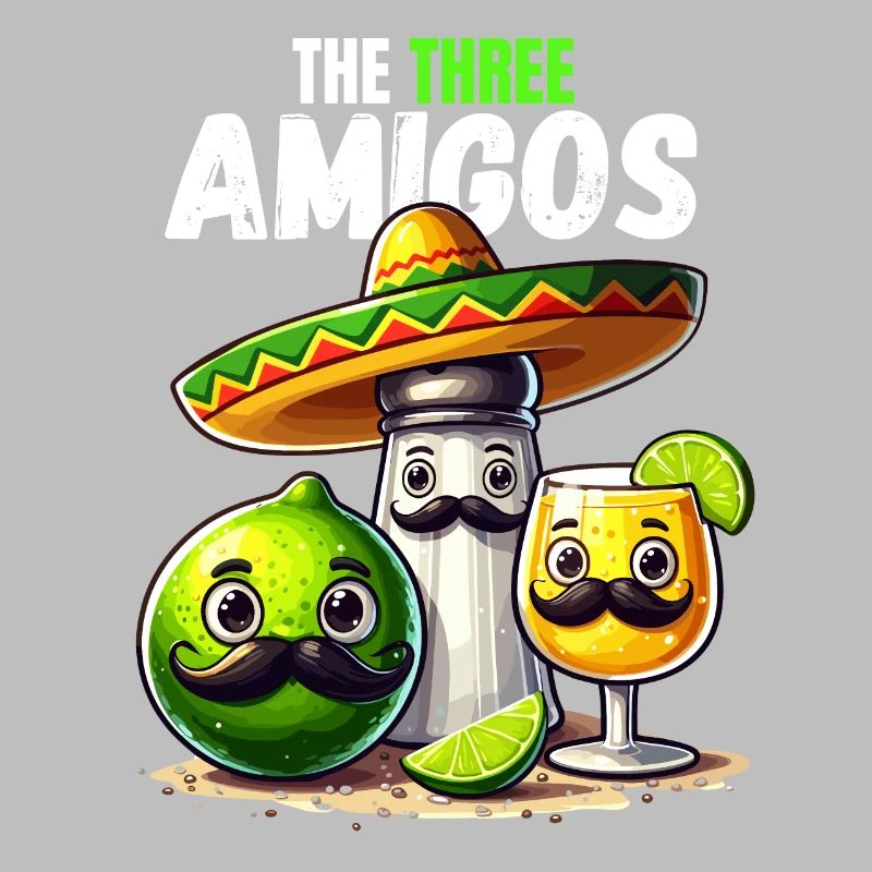 Three Amigos Tequila Lime Salt Mexico Funny