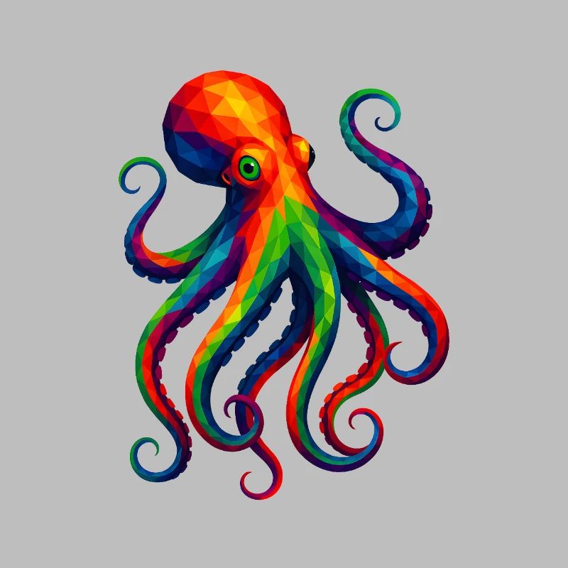 Animaux polygonaux de style WPAP - Octopus Octopus