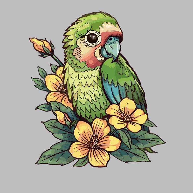 Perroquet à fleurs