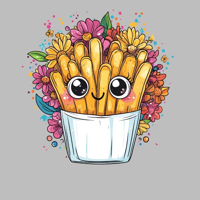 Frites mignonnes avec couronne de fleurs