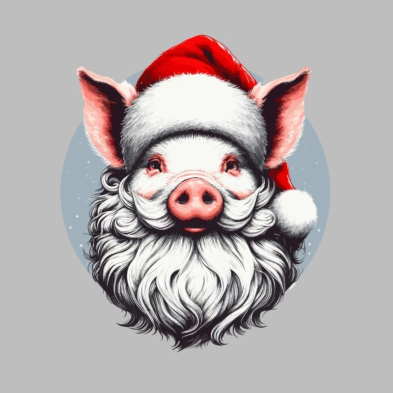 Conception de pull de Noël : Cochon comme Père Noël - Noël