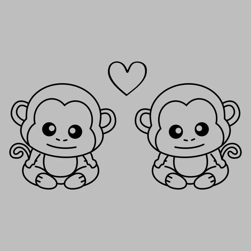 Monkey Comic Couple Love