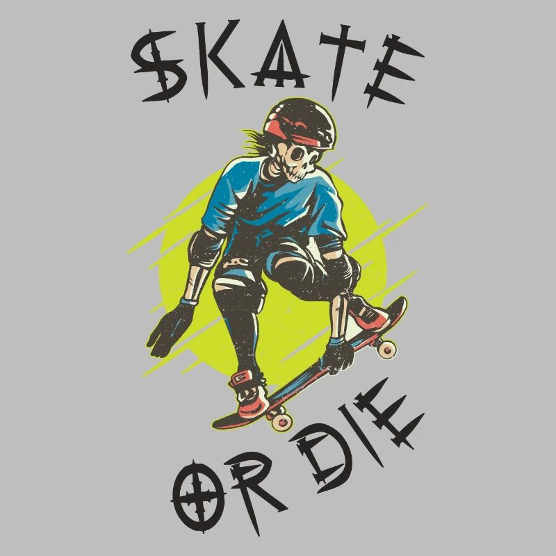 Skate oder stirb Skelett Skateboarder