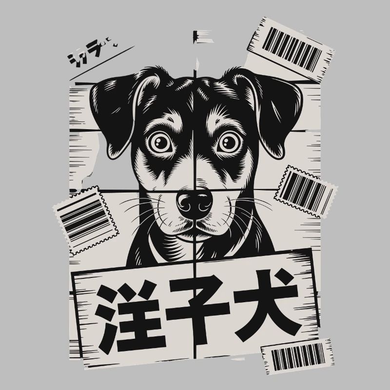 Chien mignon avec affiche de code-barres