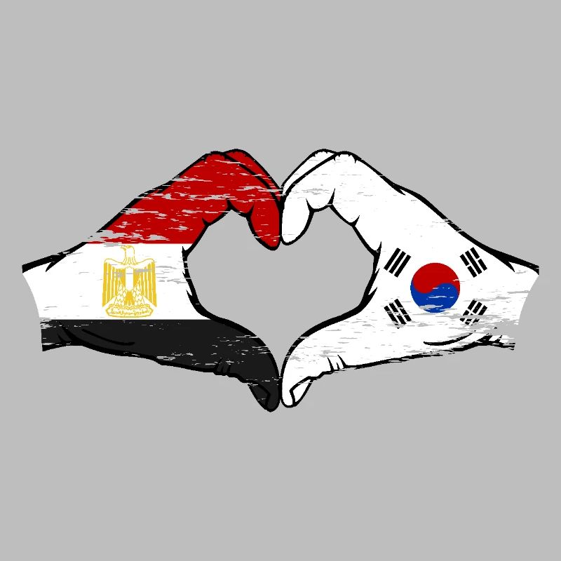Égypte Corée du Sud Drapeau Mains Coeur Forme Utilisé
