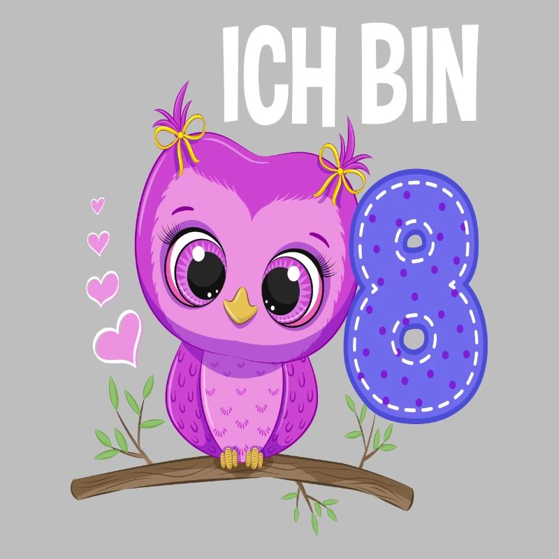 Ich Bin 8 Eule 8. Geburtstag Eulen Mädchen
