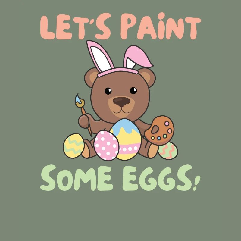 cute bears at Easter with Easter eggs bear
