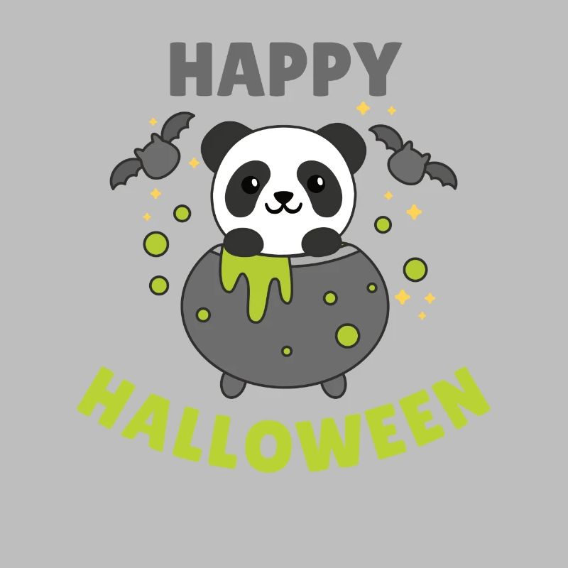 Panda Joyeux Halloween Bâton de Chaudron de Sorcière