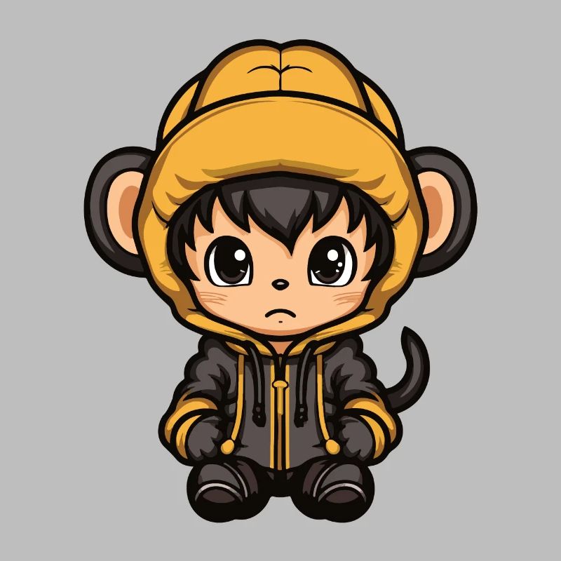 Monkey Winter Comic Cute