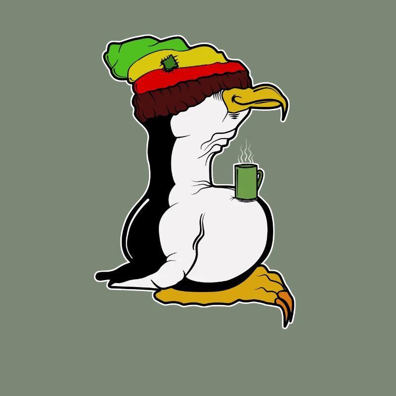 Tux Linux Pinguin Kaffeepause Computerfreak Rasta