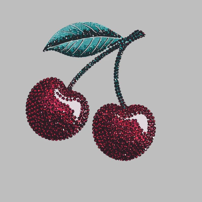 Süße Kirsche mit Glitzernden Blättern Design