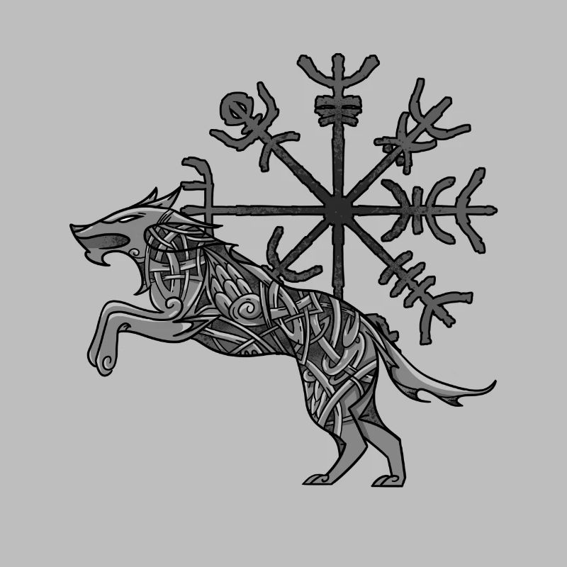 Viking Wolf Celtic Knot Rune Compass
