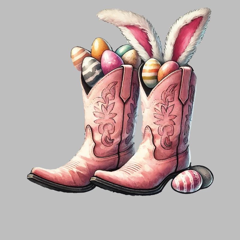 Easter Cowboy Boots with Eggs Retro