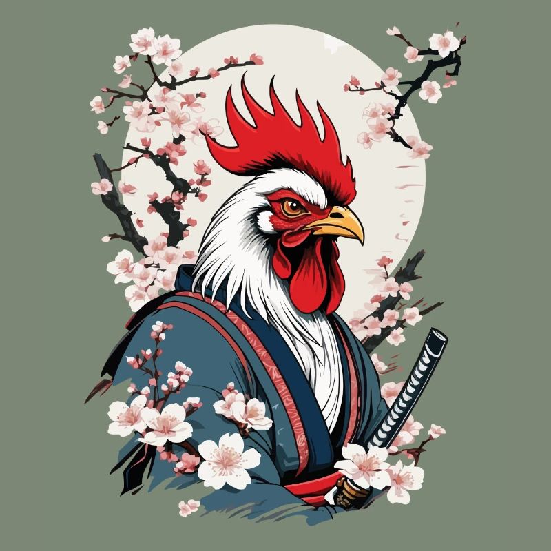 Vintage Hahn Samurai Ukiyo-E Style Design