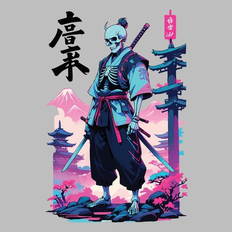 Oni Skeleton Samurai Vaporwave Aesthetic