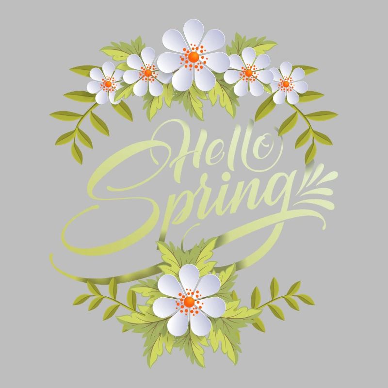 Spring, Saying Hello-Spring, Typography Flowers