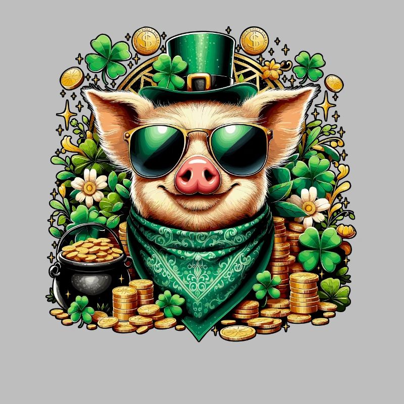 Cochon cool avec trèfle