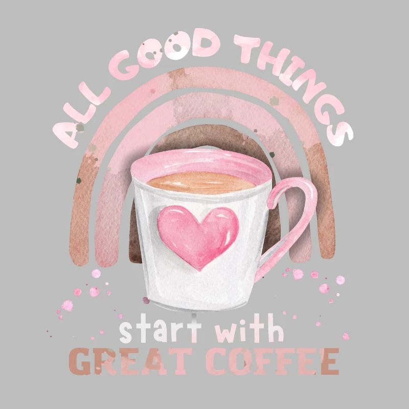 Kaffee, Kaffeetasse mit Regenbogen und Herz Spruch