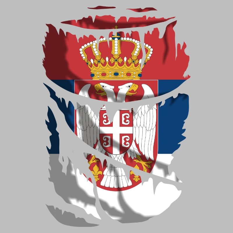 Flagge Serbiens, zerbrochener oder zerrissener Stoffeffekt