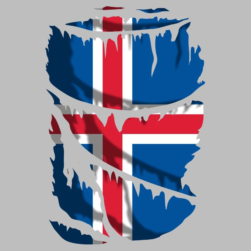 Flagge Islands, zerbrochener oder abgenutzter Stoffeffekt