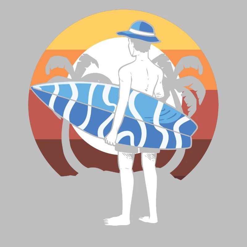 Surfer mit Surfbrett Surflehrer