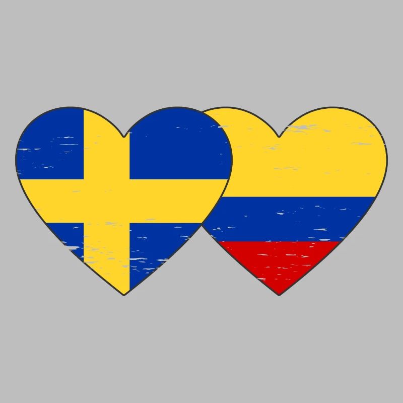 Suède Colombie drapeau coeur utilisé