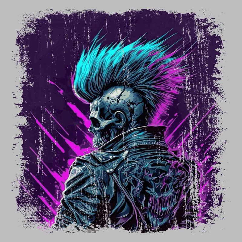 Synthwave Zombie Skull