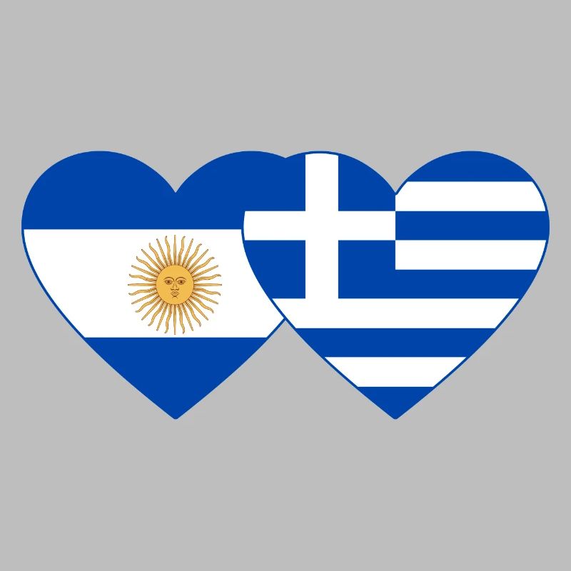 Argentine Grèce Drapeau Coeur