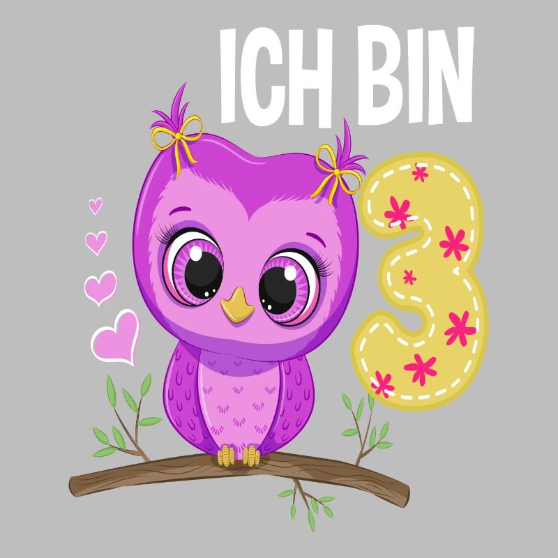 Ich Bin 3 Eule 3. Geburtstag Eulen Mädchen