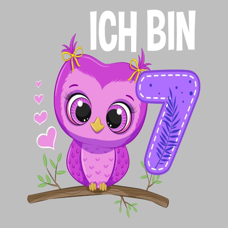 Ich Bin 7 Eule 7. Geburtstag Eulen Mädchen