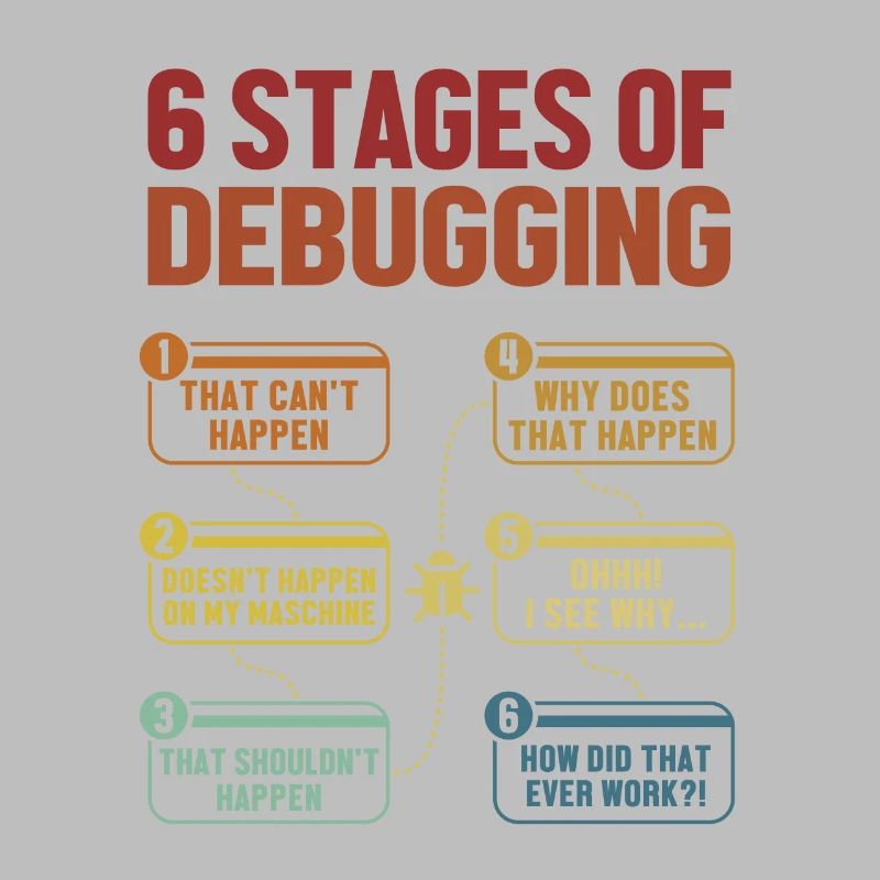 6 Stages of Debugging Softwareingenieur Coder