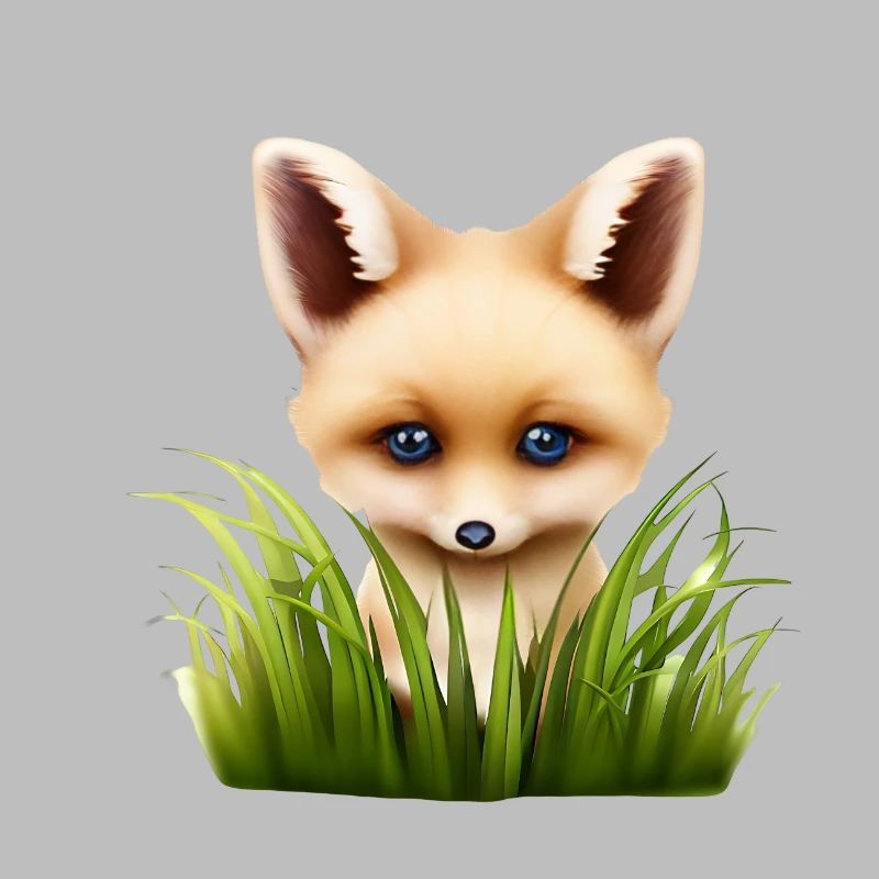 Petit renard caché dans l’herbe