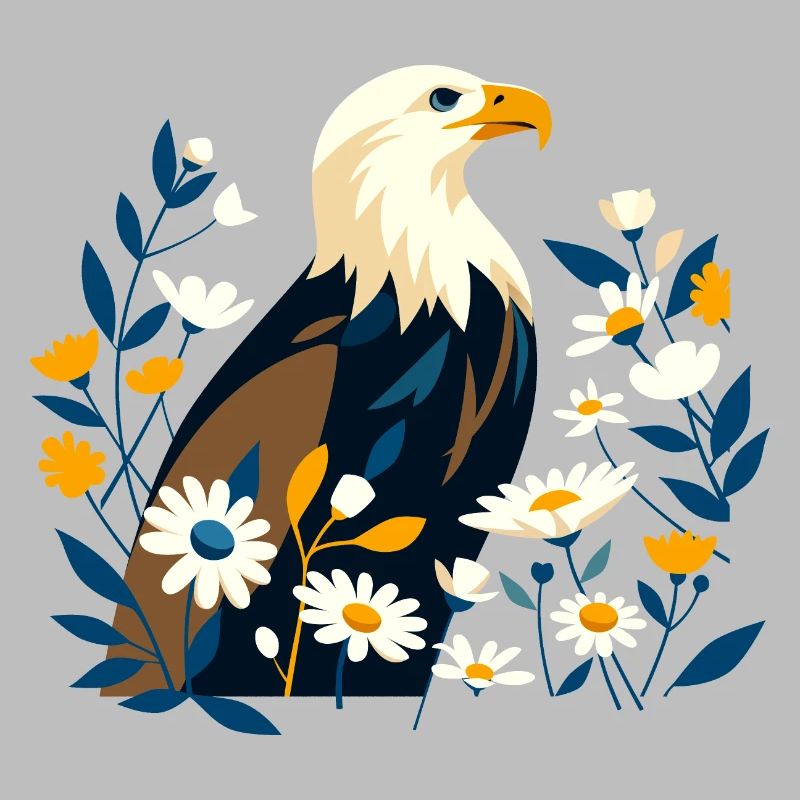 Aigle avec des fleurs