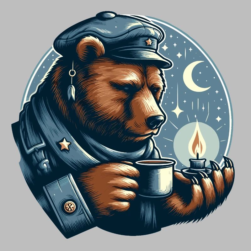 BEAR TEALIGHT MOONLIGHT MARITIME COFFEE TEA NORTH