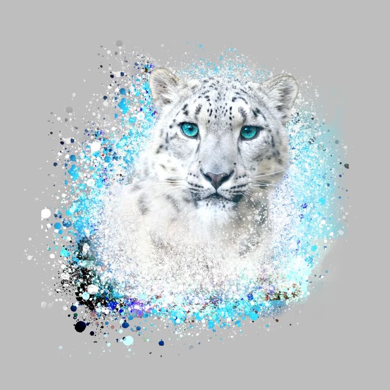 léopard des neiges, chat, léopard, graffiti, blanc, chat sauvage