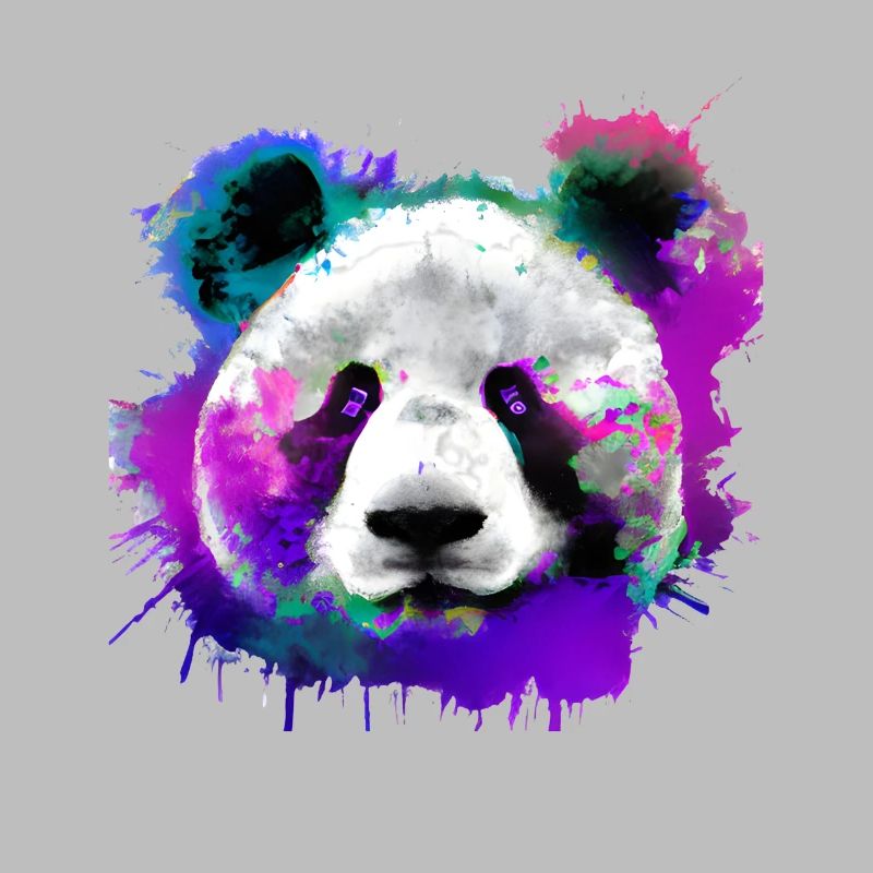 Farbenfroher Panda mit Spritzern