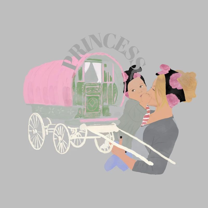 princesse, princes gitans mère et enfant peinture à la main