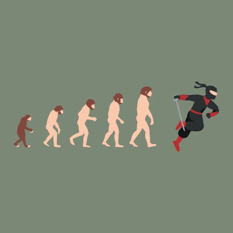 Human Evolution Ninja Fan Funny Gift Idea