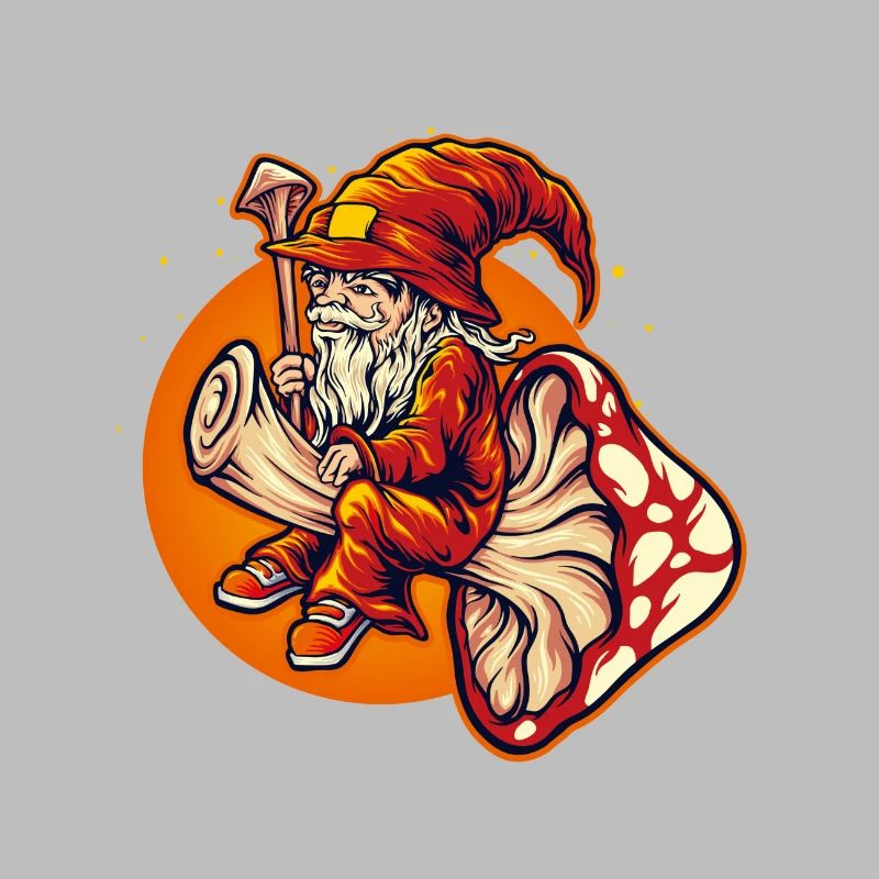 Dwarf wizard riding toadstool