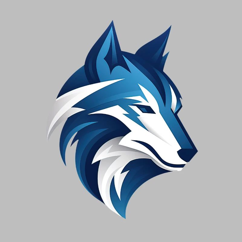 Wolf blue white head illustration cool smart